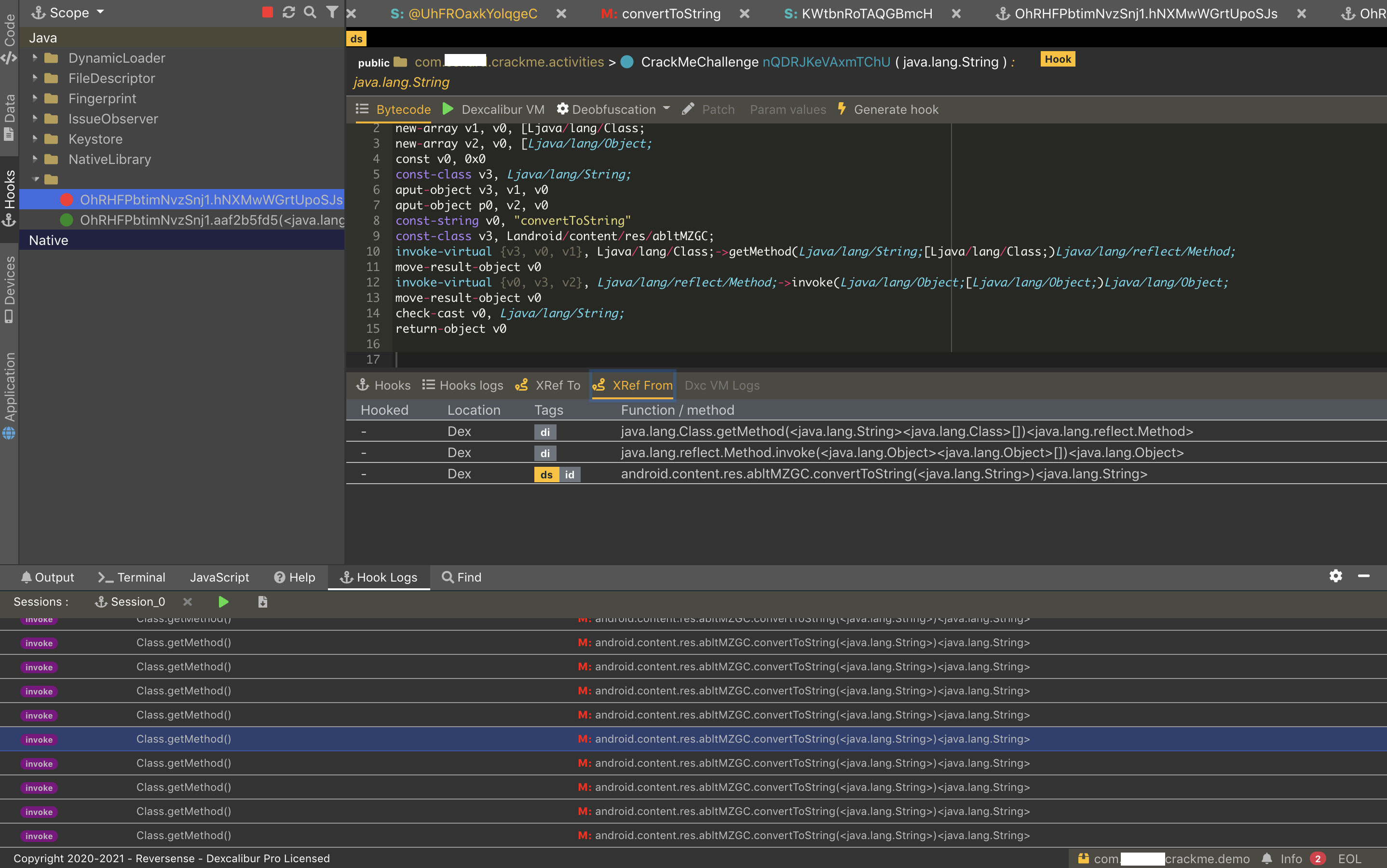 Method details with cross references and hook messages